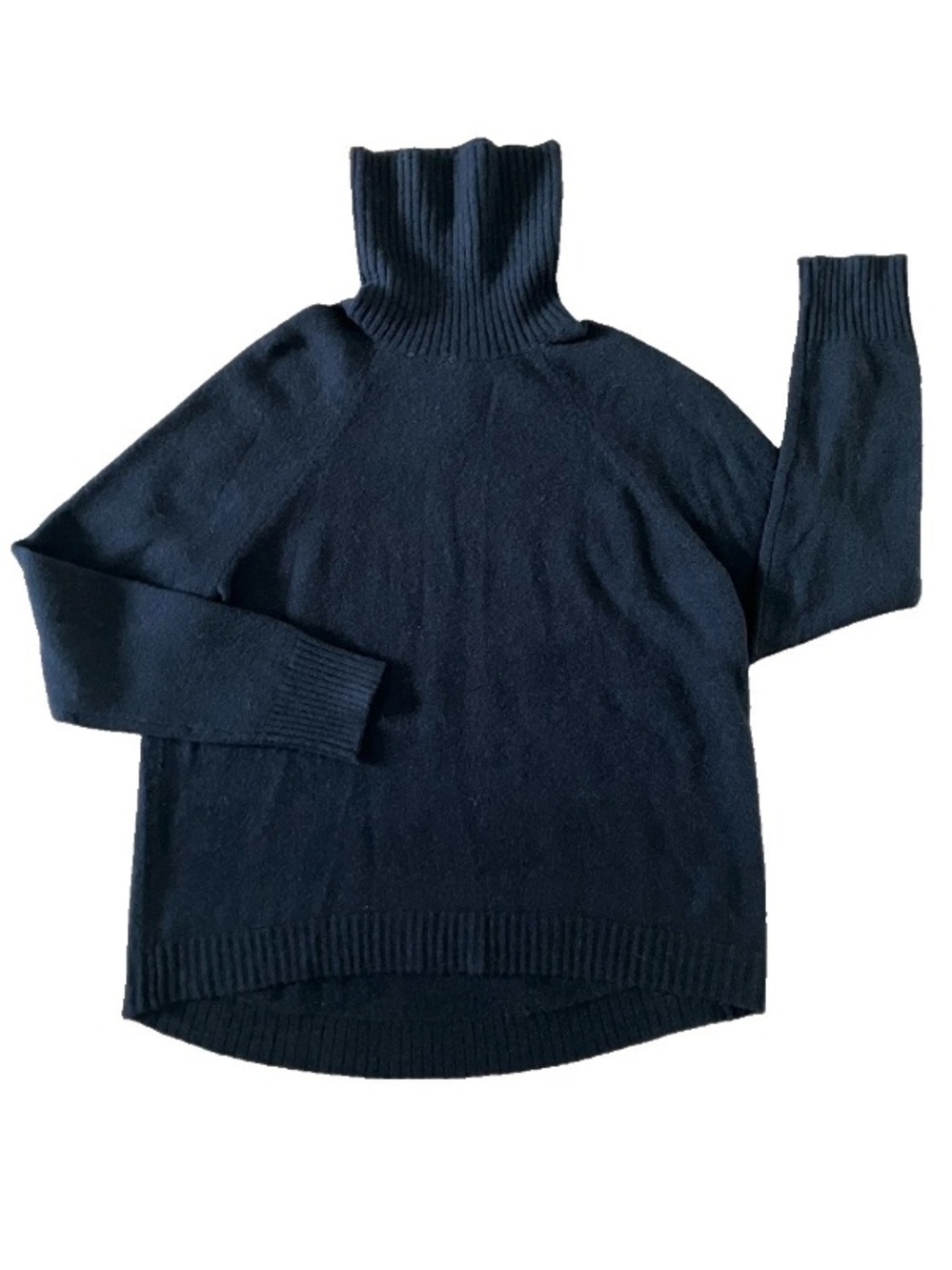 J. Crew Chunky Crewneck Cozy Super Soft Yarn M Black High Low Sweater Wool Blend